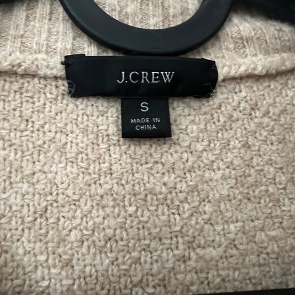 J Crew Tan Merino Alpaca Shawl Collar 1/2 Zip Cable Knit Sweater Size Small - Picture 6 of 6